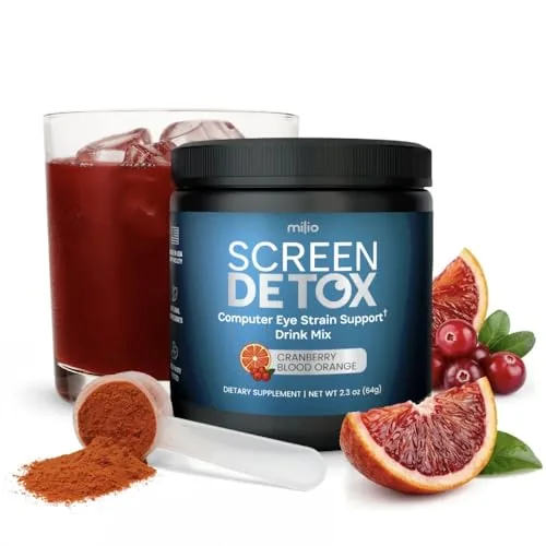 Eye Strain Relief Drink Mix with 20mg Lutein, 4mg Zeaxanthin, 6mg Astaxanthin, Bilberry Fruit & Pine Bark Extract, Magnesium Glycinate, Vision Supplement, No S…