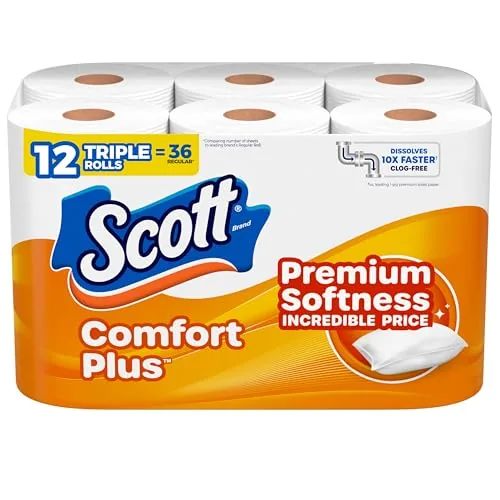 Scott ComfortPlus 1-Ply Toilet Paper (12 Triple Rolls, 231-Sheet) $5.40 w/ S&S + Free Shipping w/ Prime or on $35+