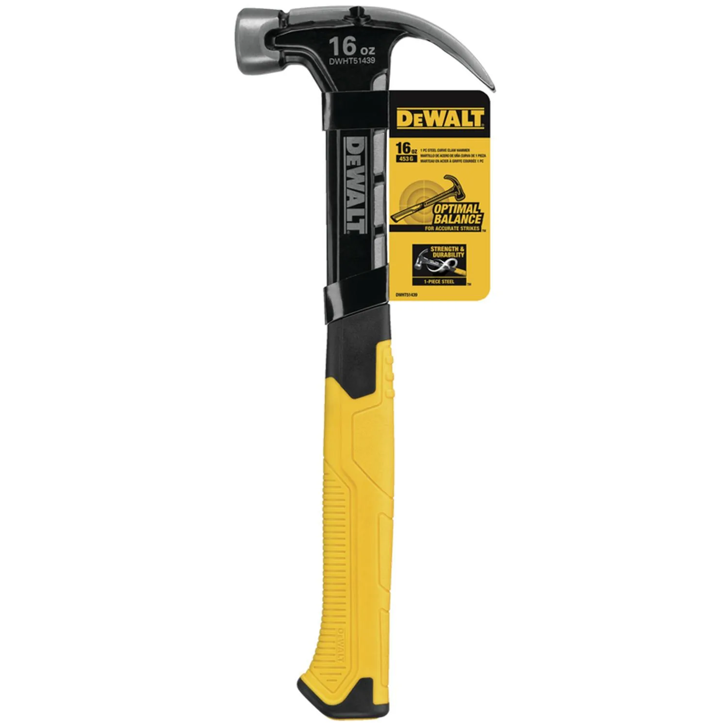 DeWalt 16 oz Smooth Face Curve Claw Hammer 11.75 in. Steel Handle $16.99