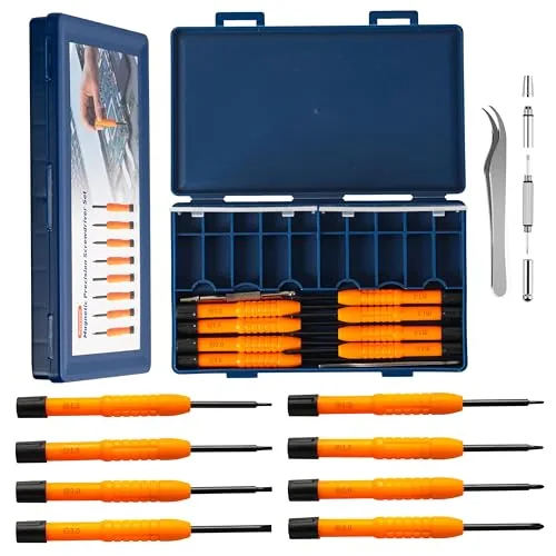 Precision Screwdriver Set with Magnetic Tips, 8-in-1 Multi-Function Screwdrivers, 4-in-1 Magnetic Mini Screwdriver, Tweezers, Storage Case $2.5