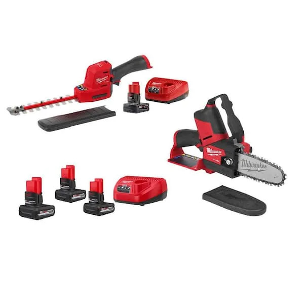 Milwaukee M12 FUEL 8 in. Hedge Trimmer Kit, M12 HATCHET, (3) M12 HO 5.0 Ah Batteries 12V Lithium-Ion Brushless Cordless $439