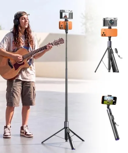 LISEN 67" Phone Tripod/Selfie Stick w/ Auto-Deploy Base & Remote