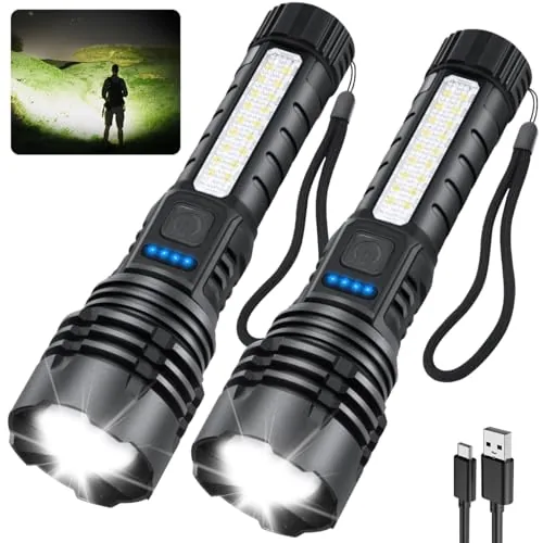 2-pk ZioeYiue 700lm Rechargeable Flashlights w/ 7 Lighting Modes