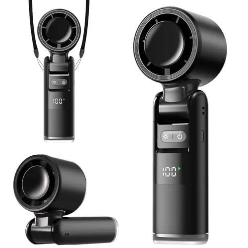 Lerat 4000mAh 3-in-1 Portable Handheld Turbo Fan w/ LED Display & Flashlight