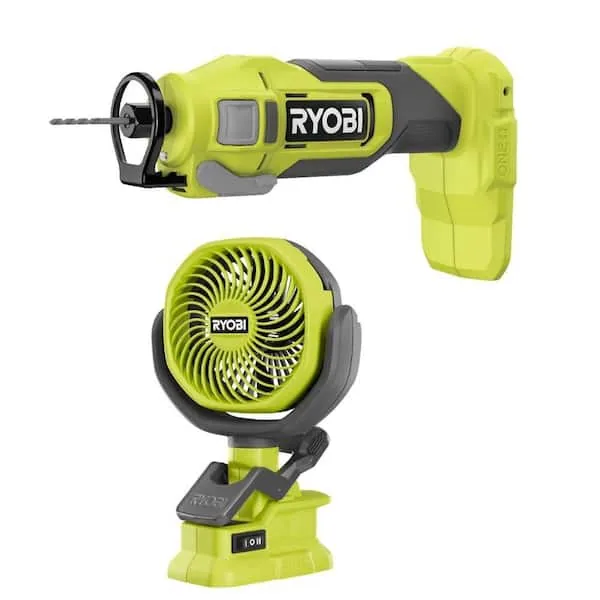 Ryobi ONE+ 18V Cordless Cut-Out Tool with ONE+ 18V Cordless 4 in. Clamp Fan (Tools Only) $53.1